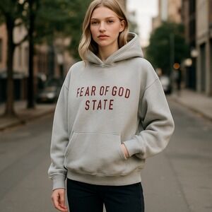 🔥 Fear of God STATE Hoodie Sweatshirt | XS | Gray | Premium Streetwear